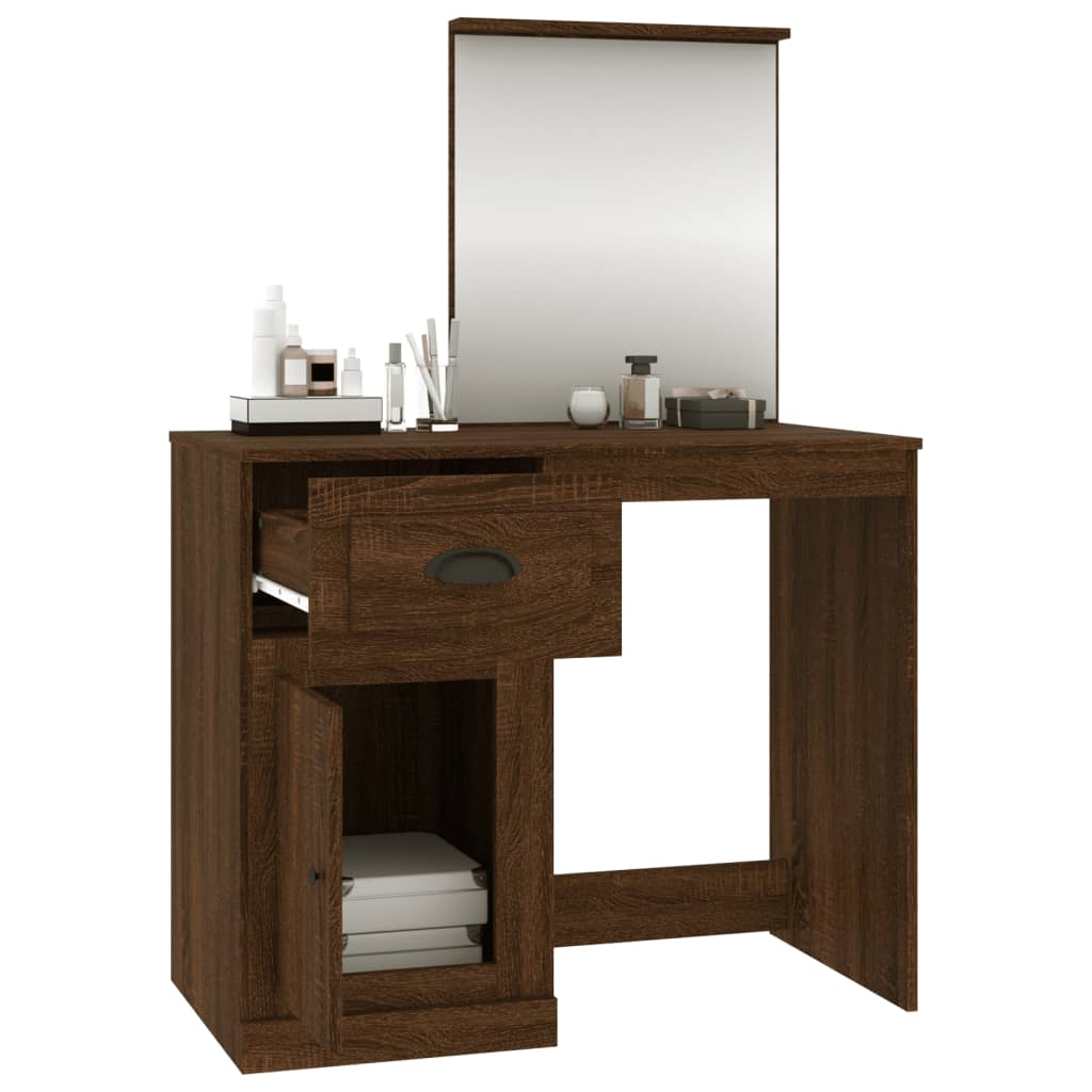8720845794095_g_en_hd_3 vidaXL Dressing Table with Mirror Brown Oak 90x50x132.5 cm Engineered Wood - Image 6