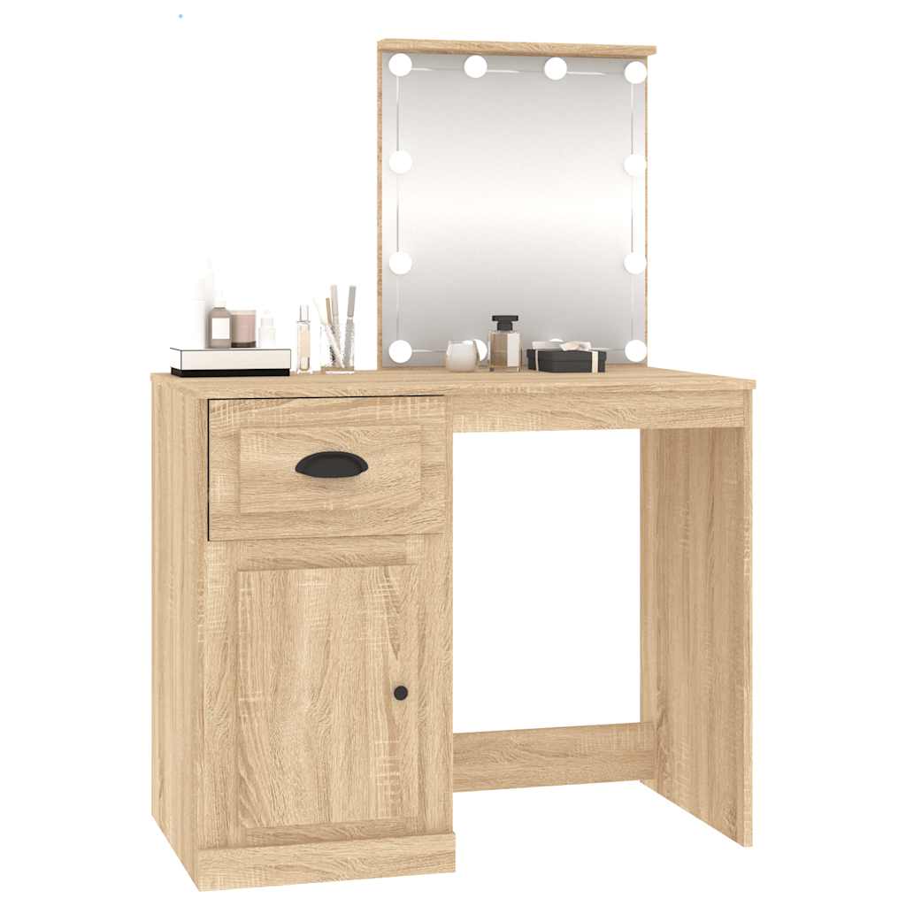 8720845794132_g_en_hd_2 vidaXL Dressing Table with LED Sonoma Oak 90x50x132.5 cm Engineered Wood - Image 5