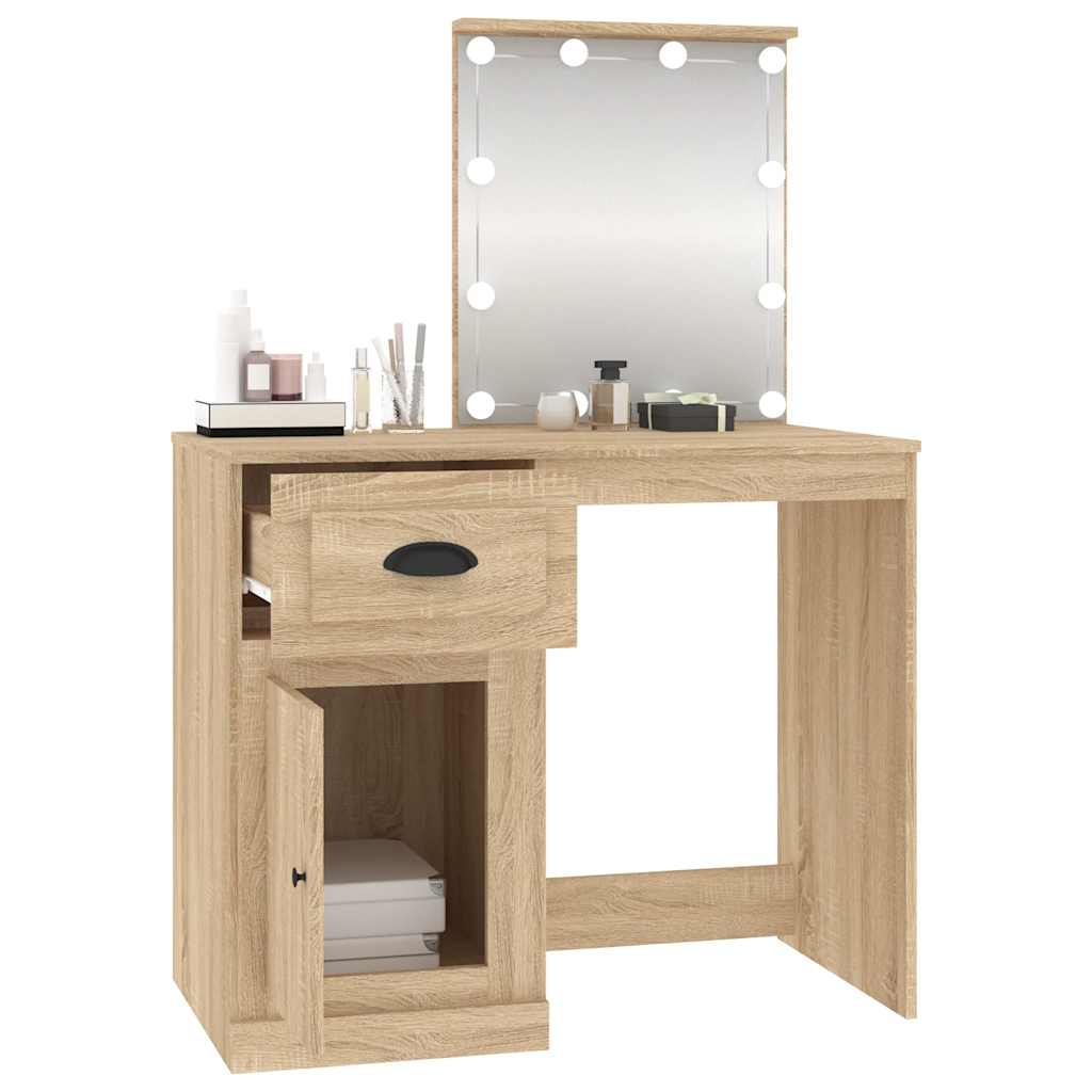 8720845794132_g_en_hd_3 vidaXL Dressing Table with LED Sonoma Oak 90x50x132.5 cm Engineered Wood - Image 6