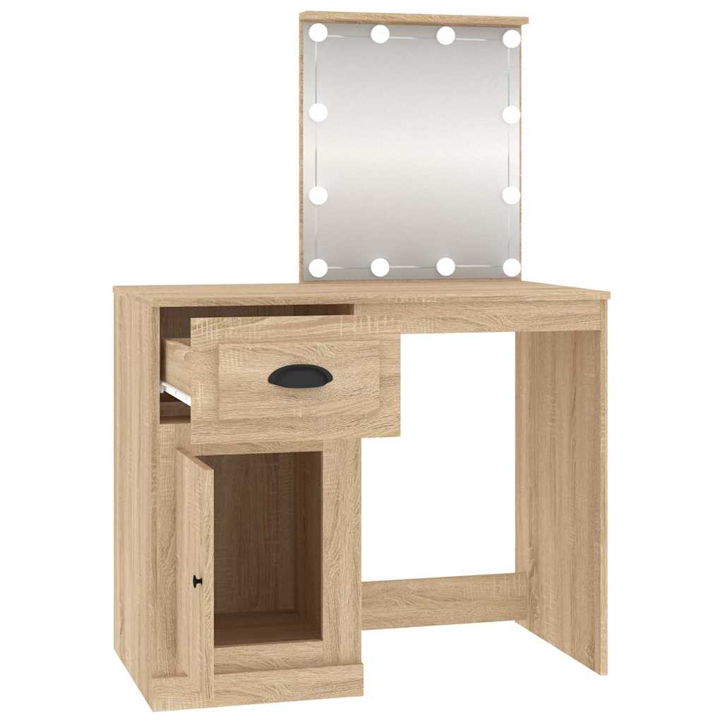 8720845794132_g_en_hd_5 vidaXL Dressing Table with LED Sonoma Oak 90x50x132.5 cm Engineered Wood - Image 8