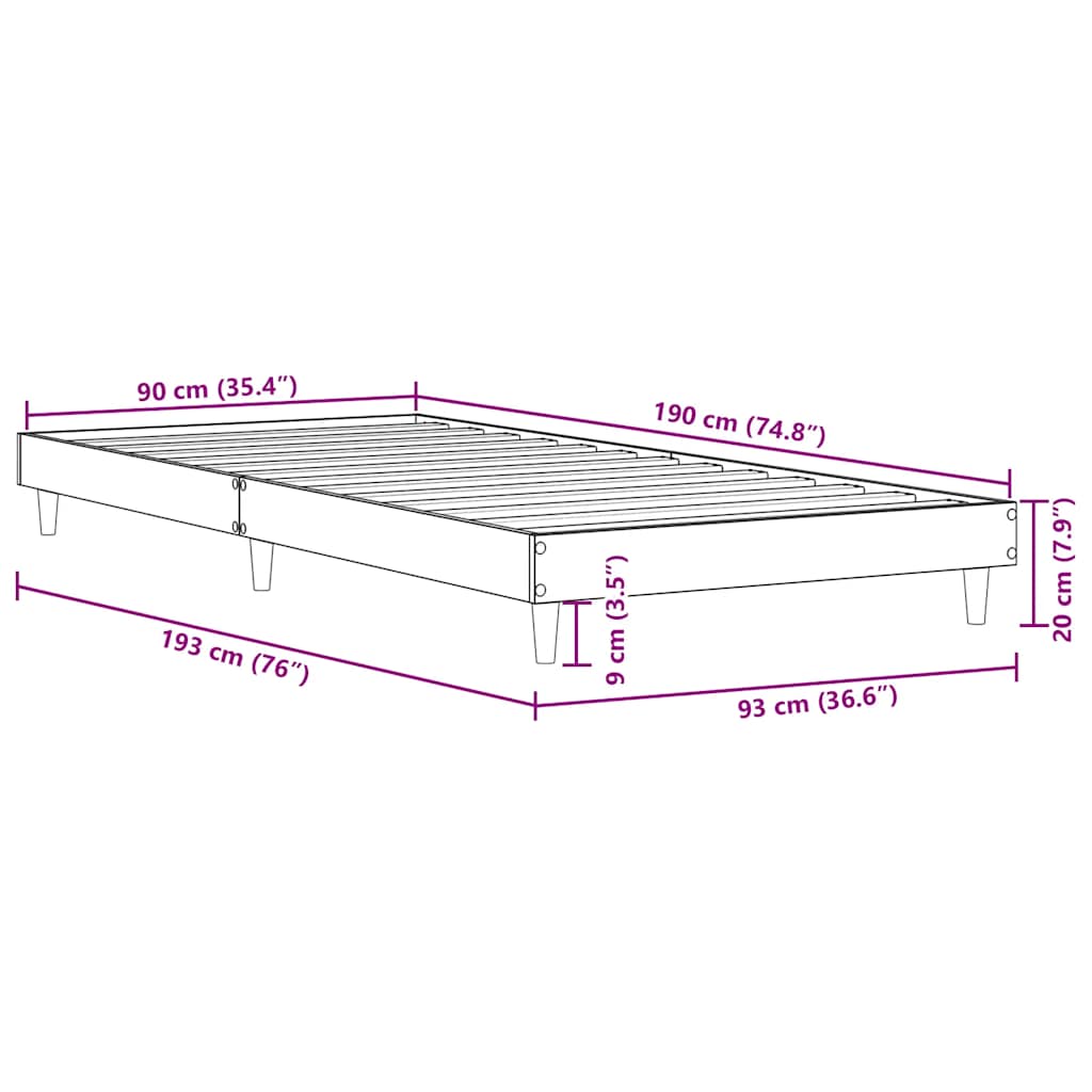 8720845795818_g_en_hd_7 vidaXL Bed Frame without Mattress Sonoma Oak 90x190 cm Engineered Wood - Image 9