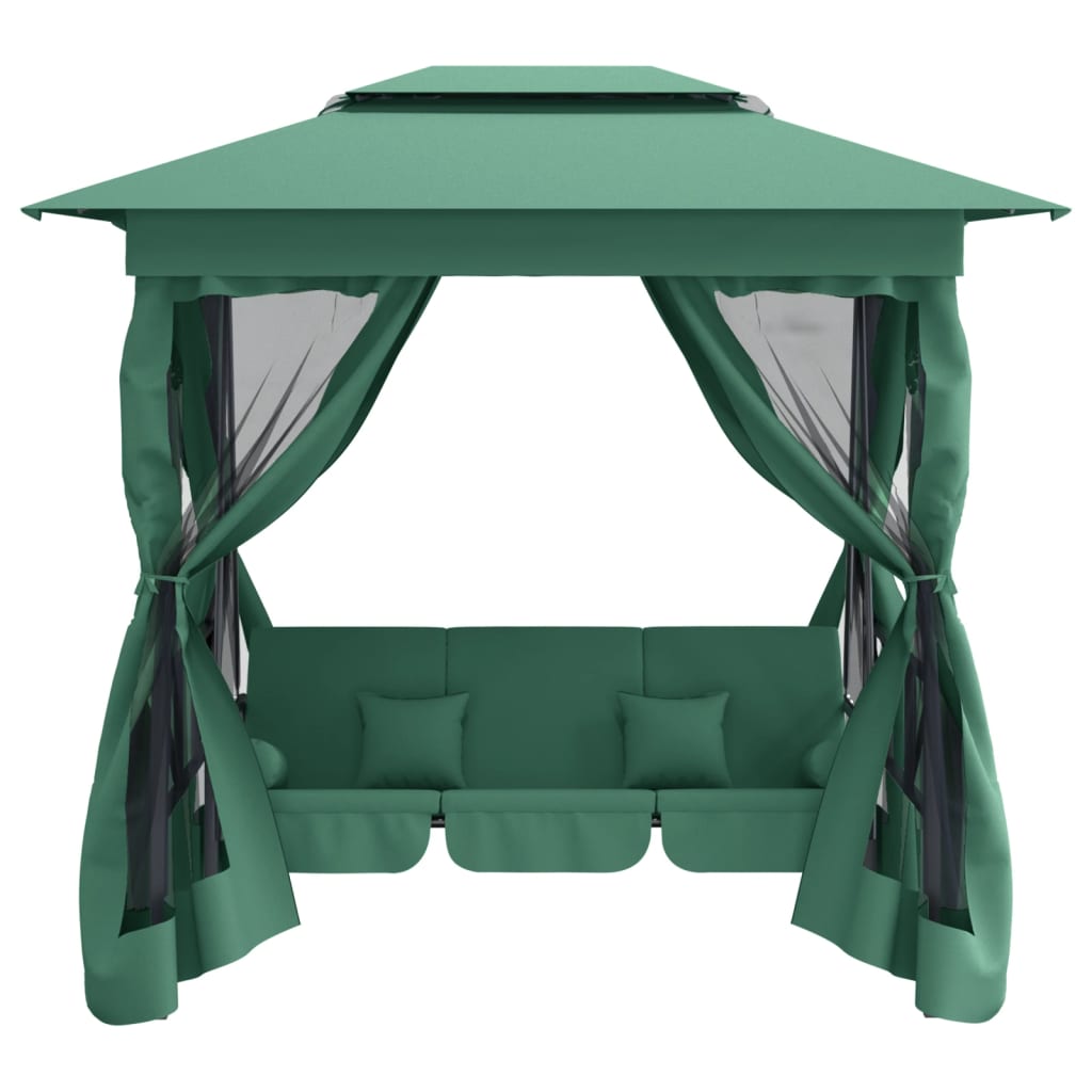 8720845798901_g_en_hd_1 vidaXL Garden Gazebo with Convertible Swing Bench Green Fabric&Steel - Image 3