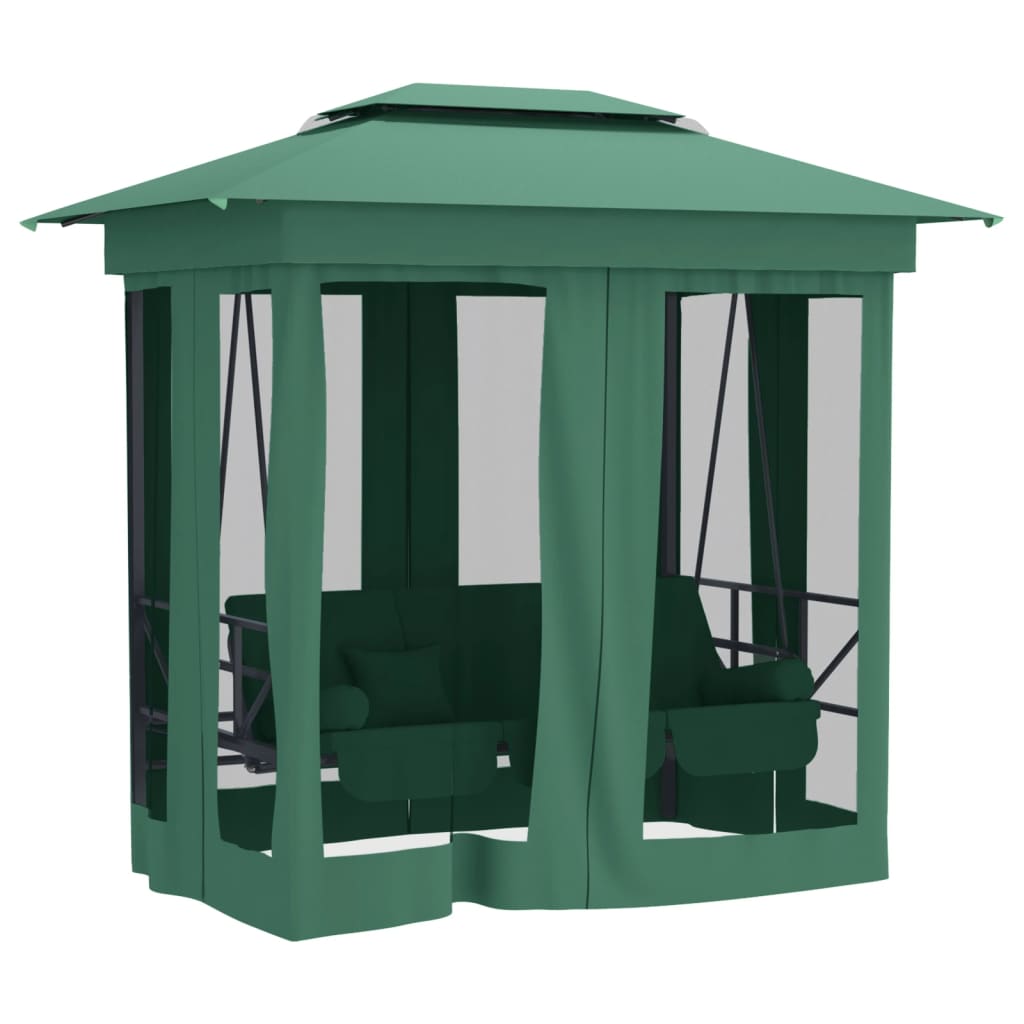 8720845798901_g_en_hd_5 vidaXL Garden Gazebo with Convertible Swing Bench Green Fabric&Steel - Image 7