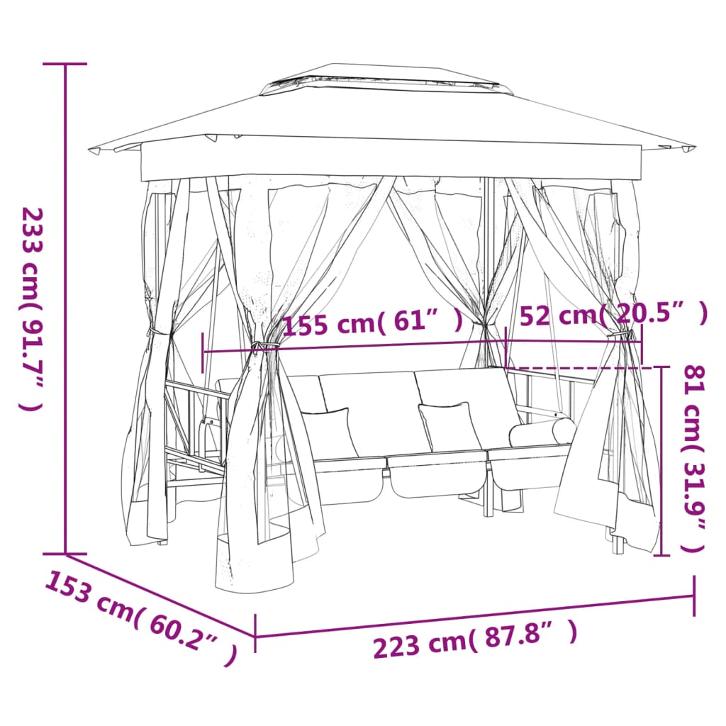 8720845798901_g_en_hd_8 vidaXL Garden Gazebo with Convertible Swing Bench Green Fabric&Steel - Image 10