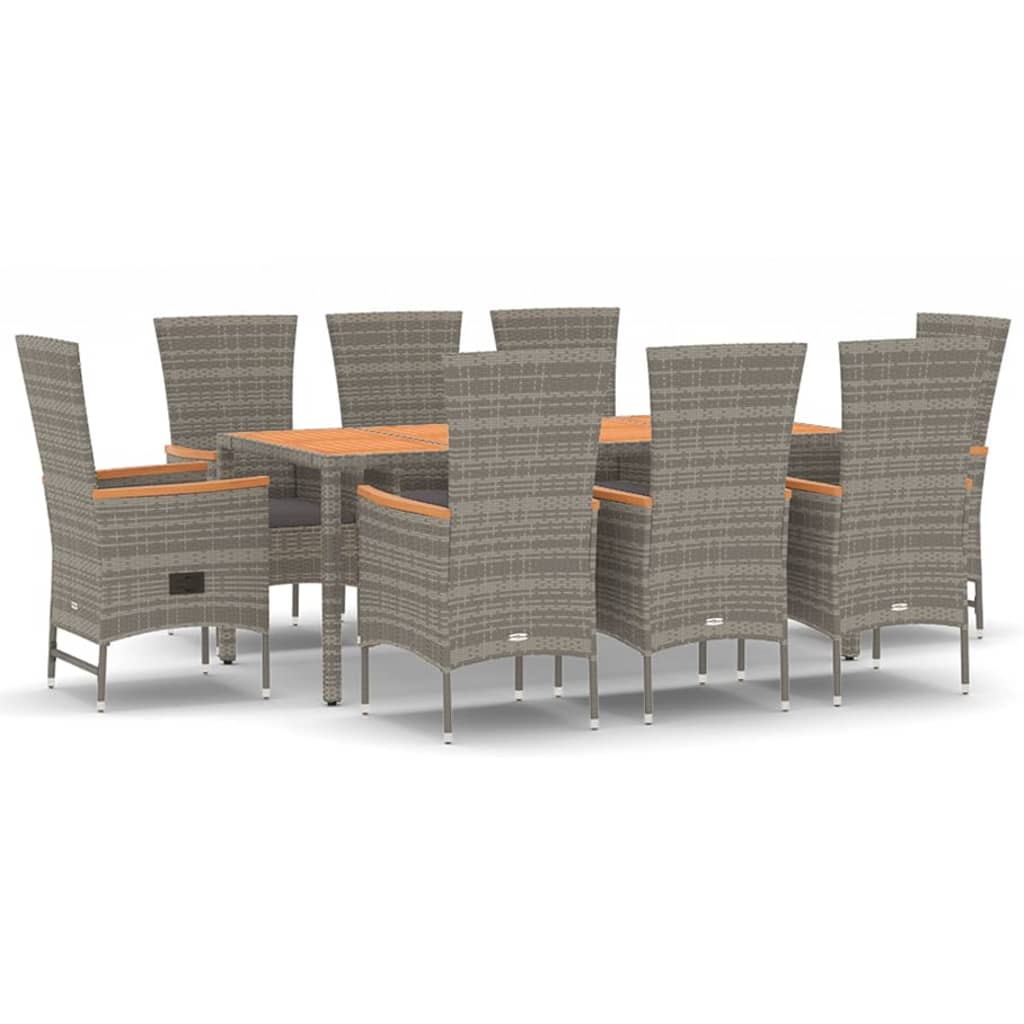 8720845800086_a_en_hd_1 vidaXL 9 Piece Garden Dining Set with Cushions Grey  Poly Rattan - Image 2