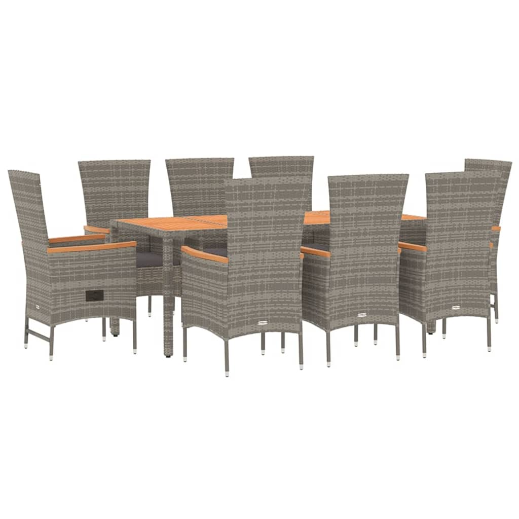 8720845800086_g_en_hd_1 vidaXL 9 Piece Garden Dining Set with Cushions Grey  Poly Rattan - Image 3