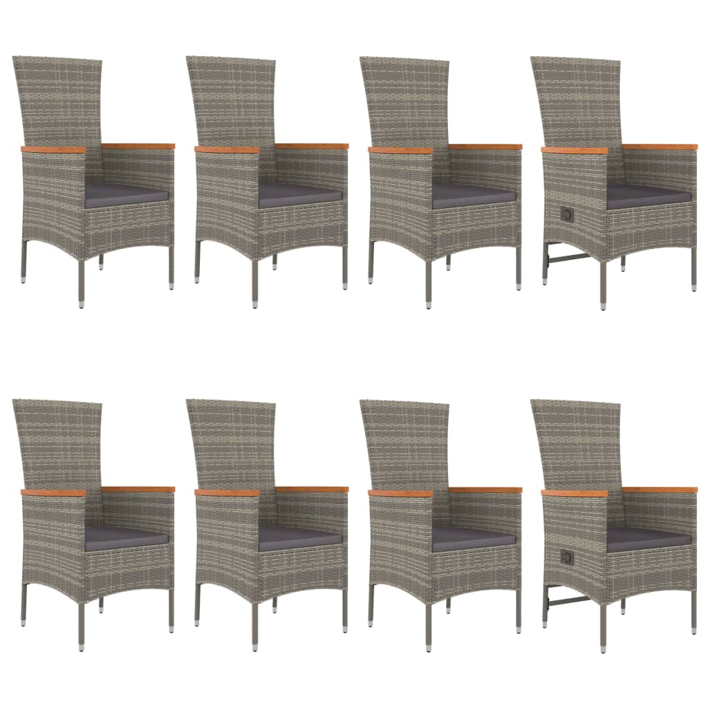 8720845800086_g_en_hd_2 vidaXL 9 Piece Garden Dining Set with Cushions Grey  Poly Rattan - Image 4