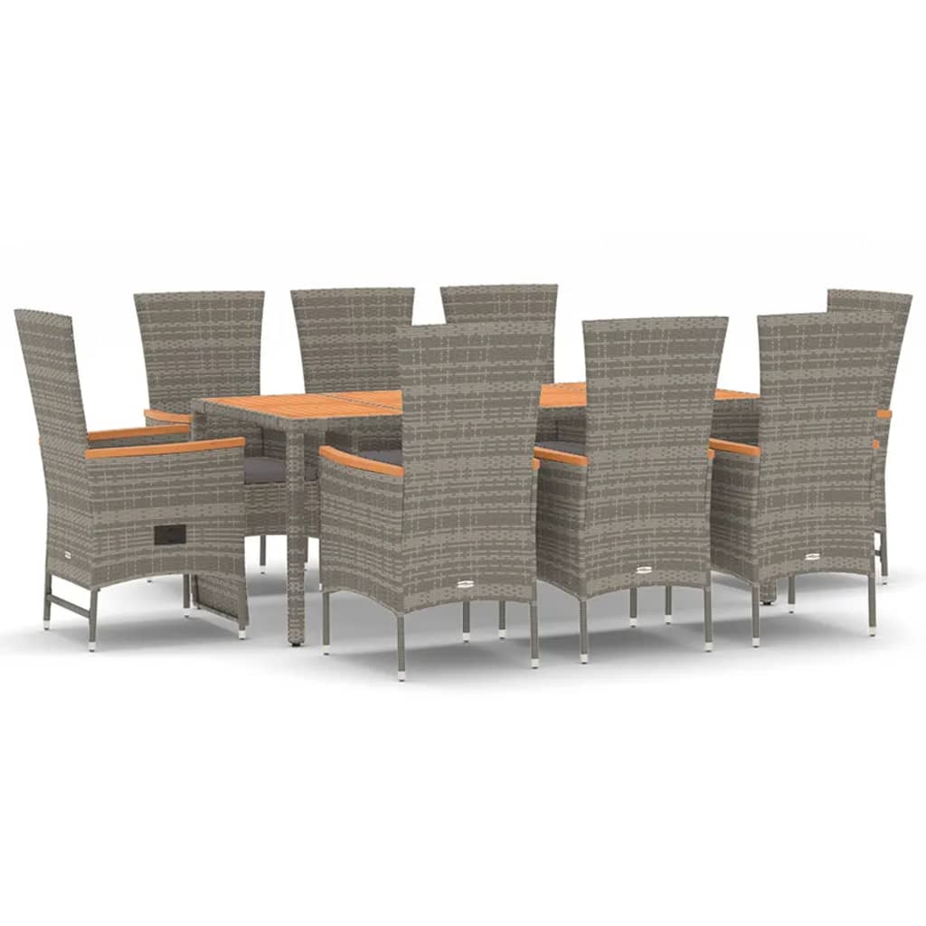 8720845800093_a_en_hd_1 vidaXL 9 Piece Garden Dining Set with Cushions Grey  Poly Rattan - Image 2