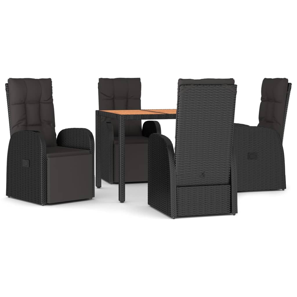 8720845800710_a_en_hd_1 vidaXL 5 Piece Garden Dining Set Black Poly Rattan&Solid Wood Acacia - Image 2