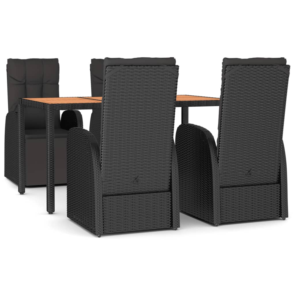 8720845800727_a_en_hd_1 vidaXL 5 Piece Garden Dining Set Black Poly Rattan&Solid Wood Acacia - Image 2
