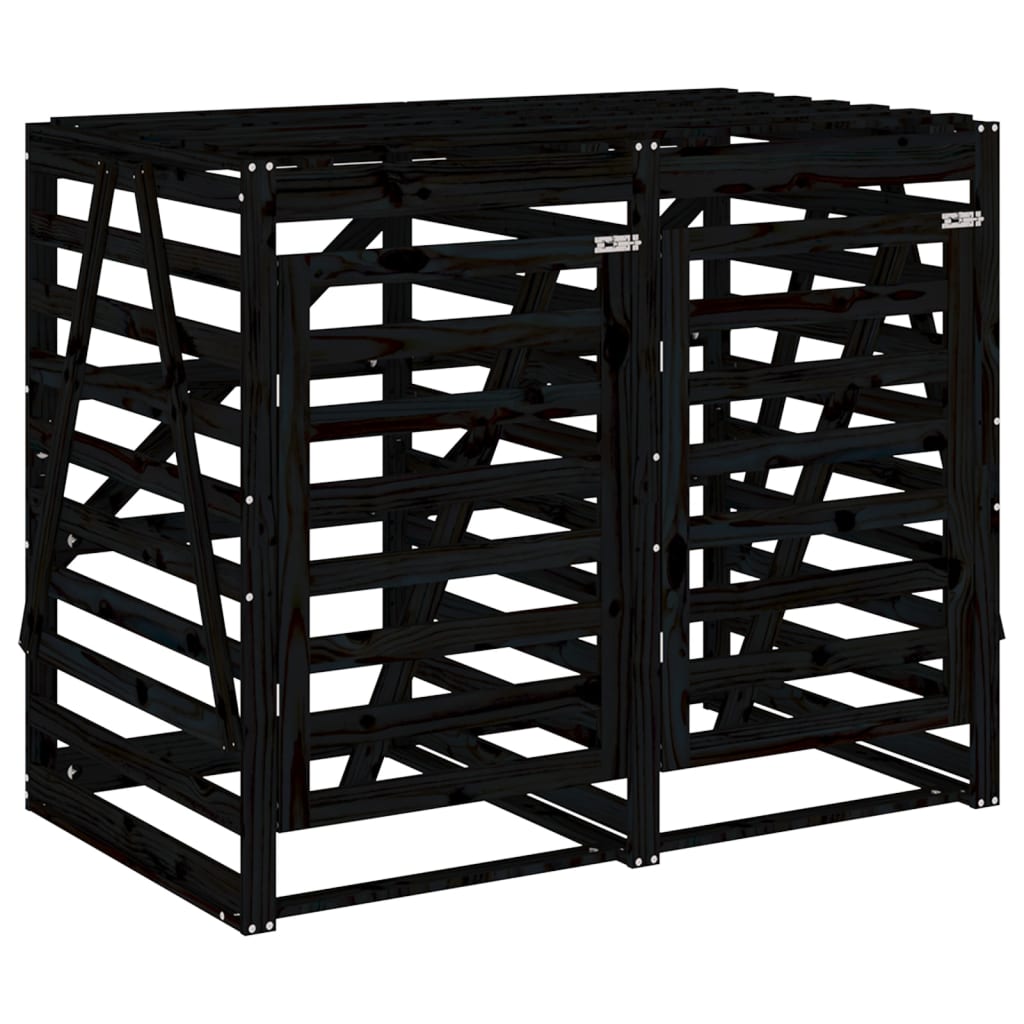 8720845804060_g_en_hd_3 vidaXL Double Wheelie Bin Storage Black Solid Wood Pine - Image 5