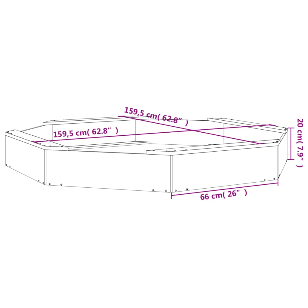 8720845807931_g_en_hd_7 vidaXL Sandbox with Seats Octagon Solid Wood Pine - Image 9