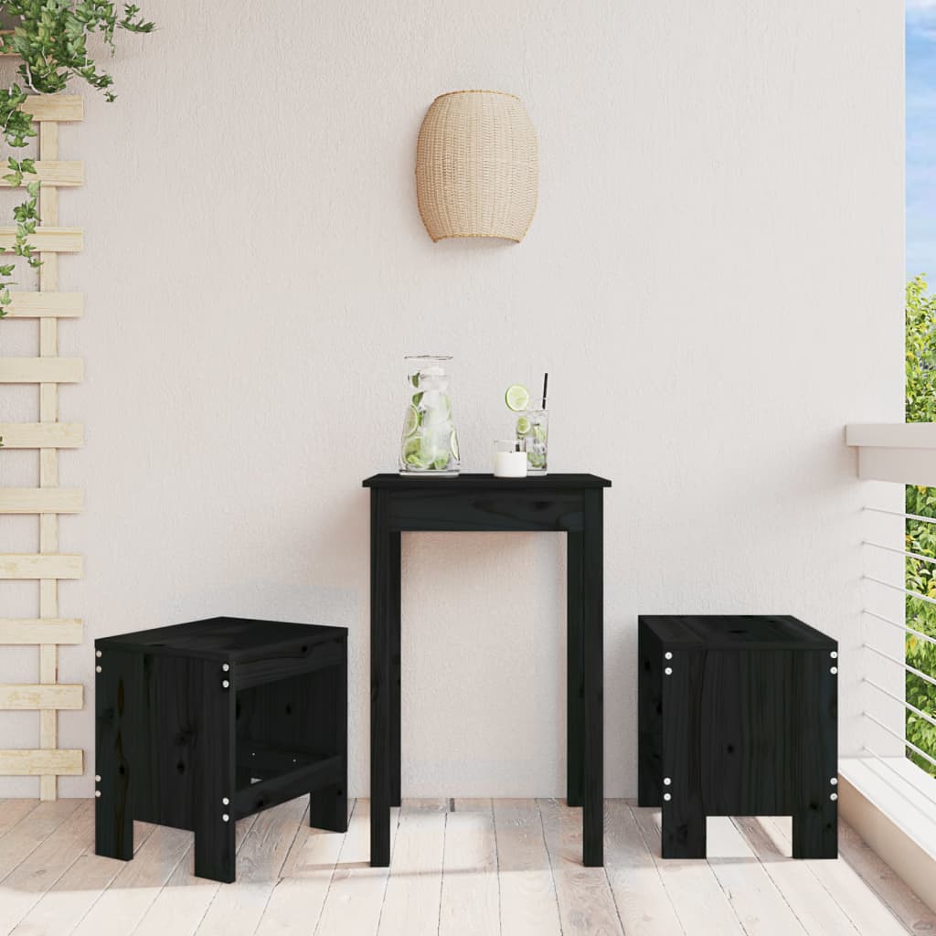 vidaXL Garden Stools 2 pcs Black 40x36x45 cm Solid Wood Pine