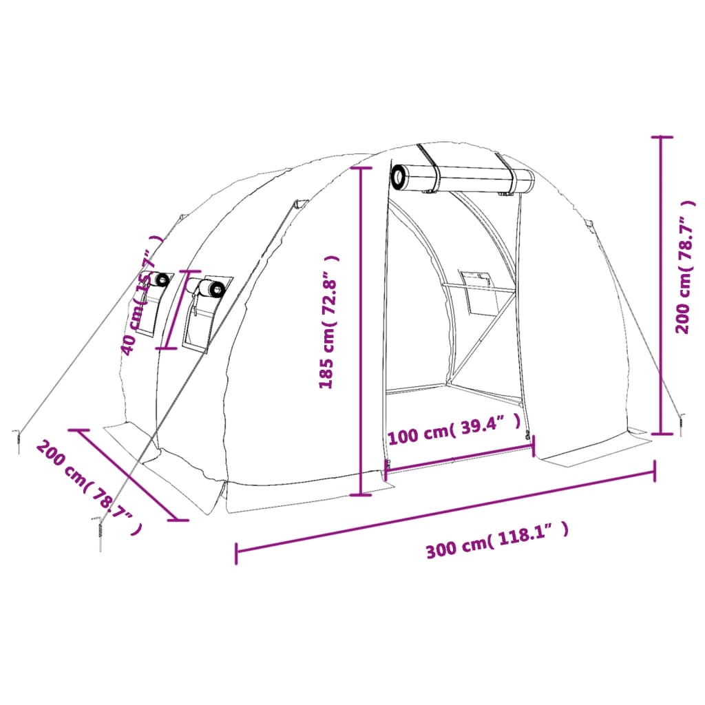 8720845811822_g_en_hd_10 vidaXL Greenhouse with Steel Frame Green 6 m² 3x2x2 m - Image 12