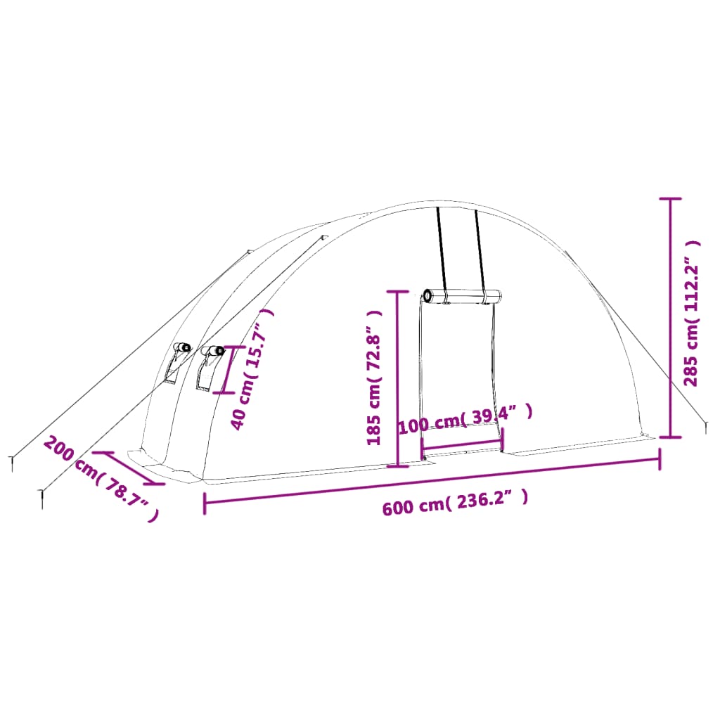 8720845811945_g_en_hd_10 vidaXL Greenhouse with Steel Frame Green 12 m² 6x2x2.85 m - Image 12