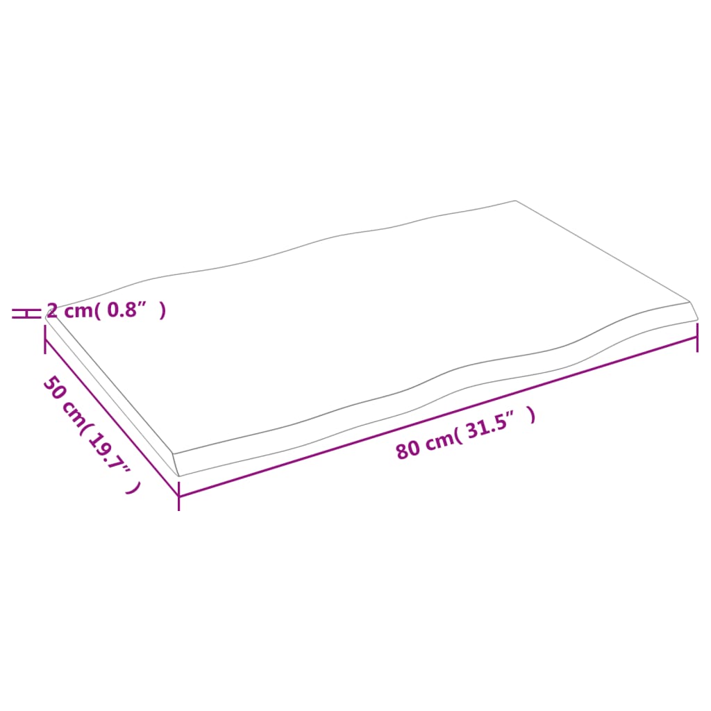 8720845817282_g_en_hd_5 vidaXL Table Top Dark Brown 80x50x2 cm Treated Solid Wood Oak Live Edge - Image 7