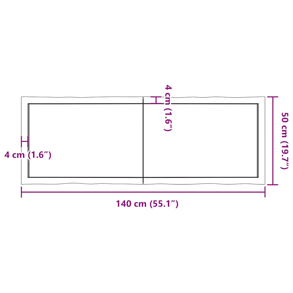 8720845817510_g_en_hd_9 vidaXL Table Top Dark Brown 140x50x(2-4) cm Treated Solid Wood Live Edge - Image 10