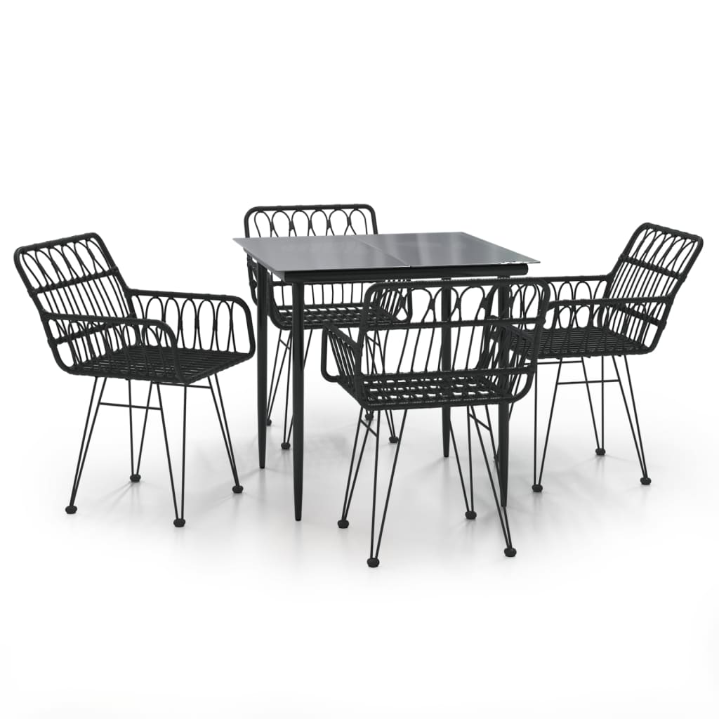 8720845818388_a_en_hd_1 vidaXL 5 Piece Garden Dining Set Black Poly Rattan - Image 2