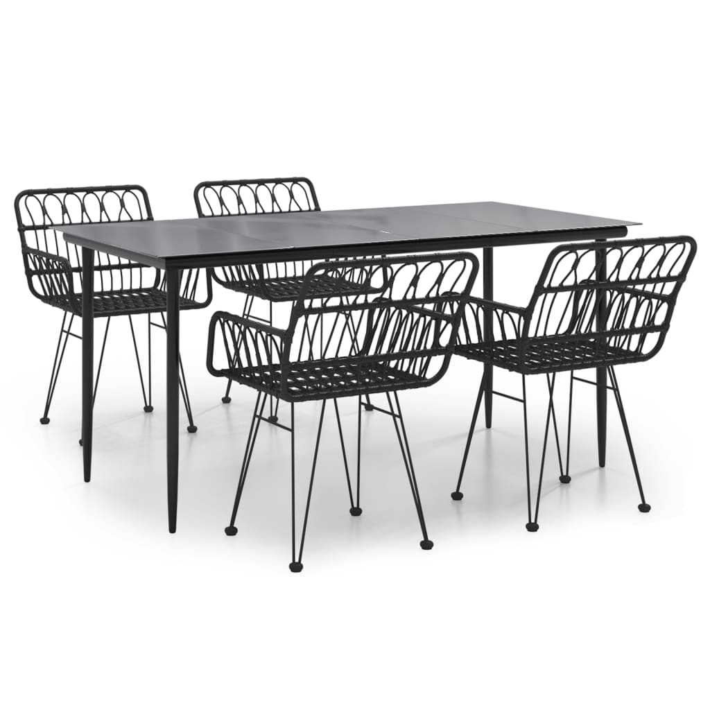 8720845818401_a_en_hd_1 vidaXL 5 Piece Garden Dining Set Black Poly Rattan - Image 2