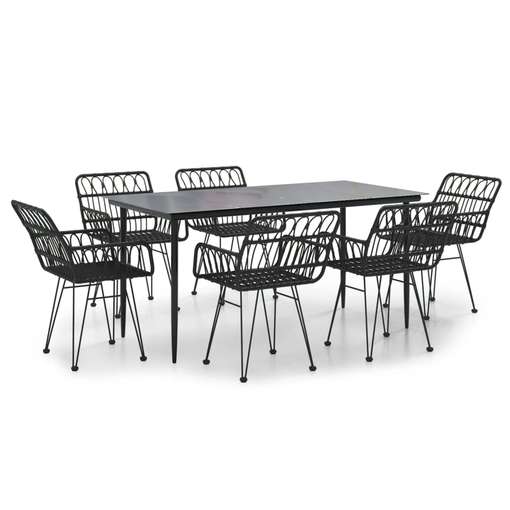 8720845818418_a_en_hd_1 vidaXL 7 Piece Garden Dining Set Black Poly Rattan - Image 2