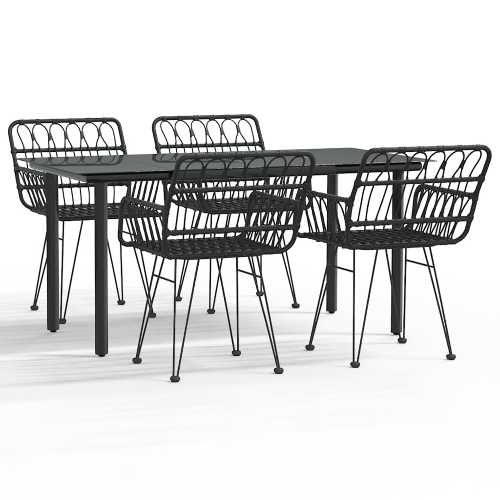 8720845818548_a_en_hd_1 vidaXL 5 Piece Garden Dining Set Black Poly Rattan - Image 2