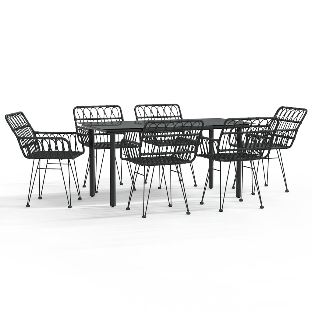 8720845818555_a_en_hd_1 vidaXL 7 Piece Garden Dining Set Black Poly Rattan - Image 2