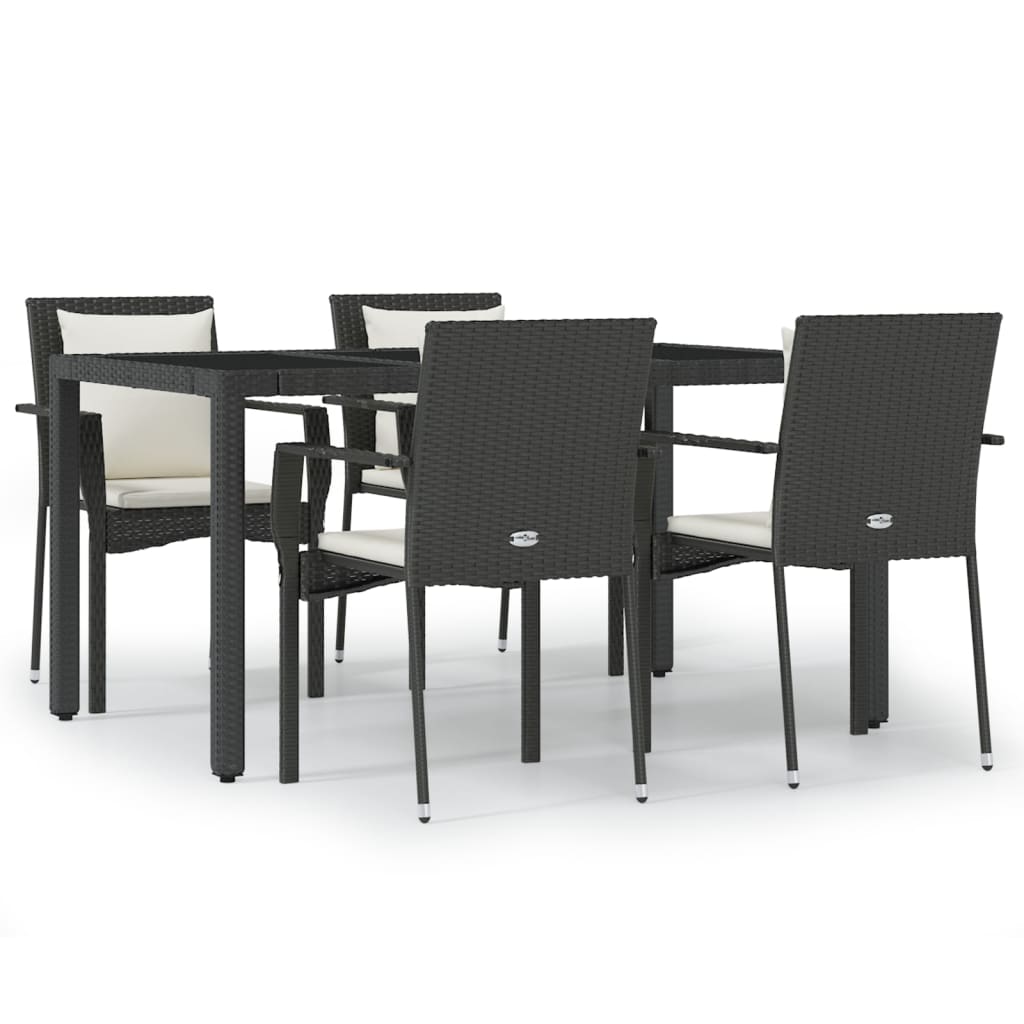 8720845818883_a_en_hd_1 vidaXL 5 Piece Garden Dining Set with Cushions Black Poly Rattan - Image 2