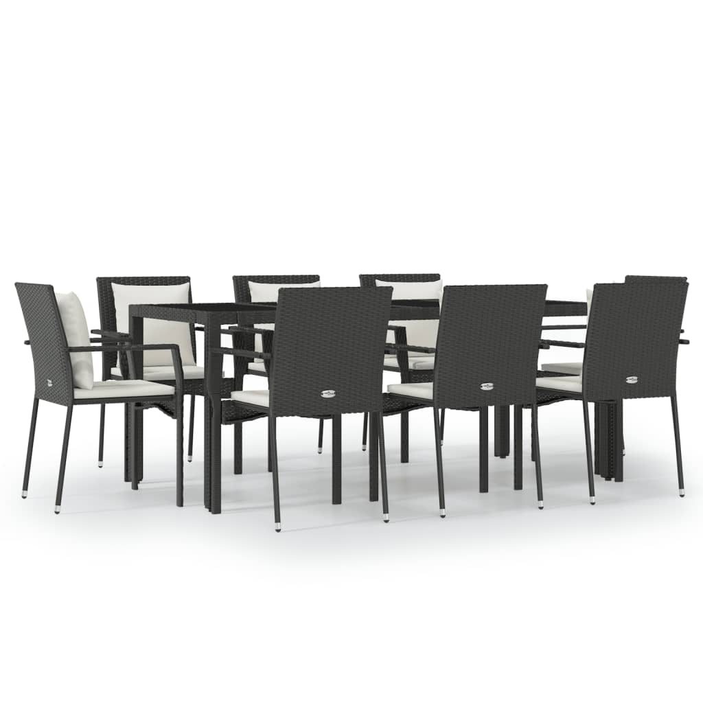 8720845818913_a_en_hd_1 vidaXL 9 Piece Garden Dining Set with Cushions Black Poly Rattan - Image 2
