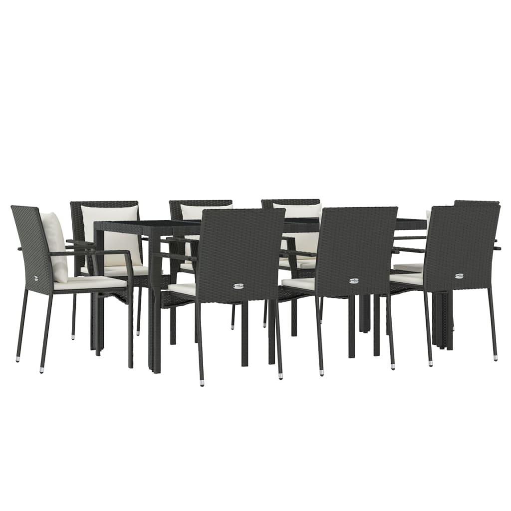 8720845818913_g_en_hd_1 vidaXL 9 Piece Garden Dining Set with Cushions Black Poly Rattan - Image 3