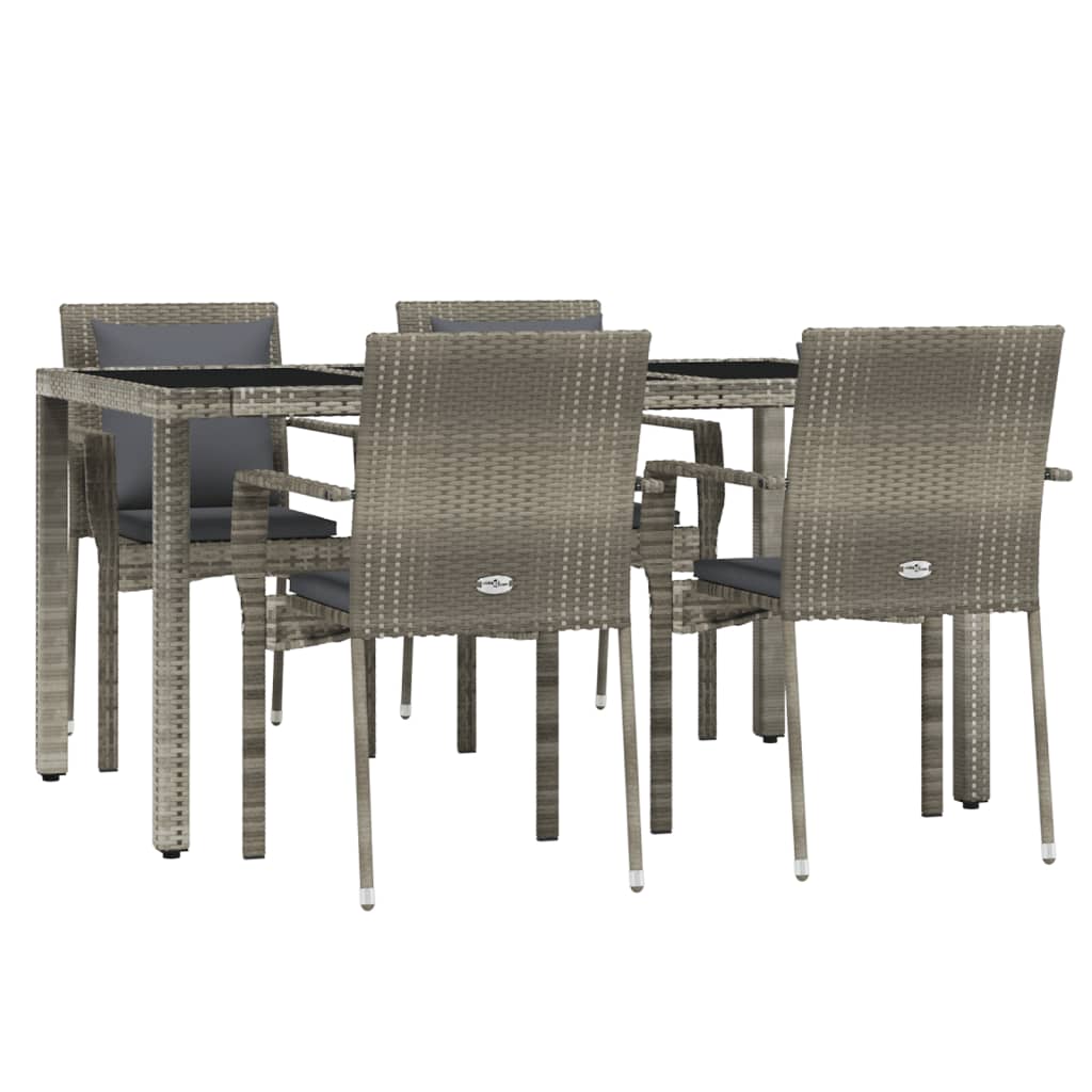 8720845818944_g_en_hd_1 vidaXL 5 Piece Garden Dining Set with Cushions Grey Poly Rattan - Image 3