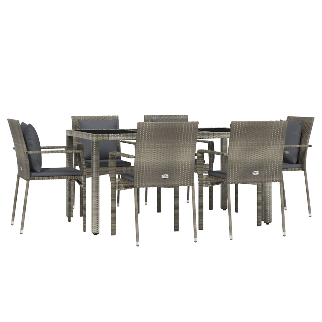 8720845818951_g_en_hd_1 vidaXL 7 Piece Garden Dining Set with Cushions Grey Poly Rattan - Image 3
