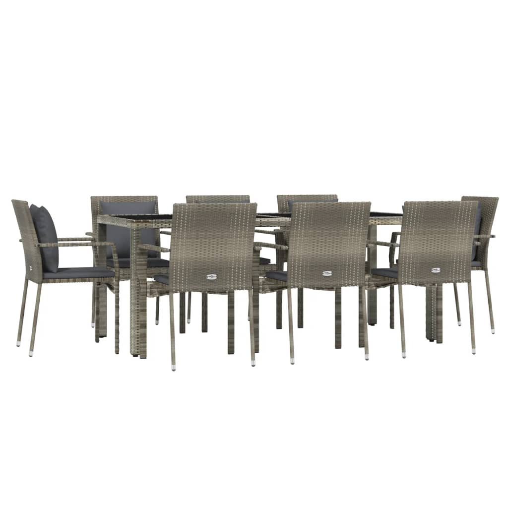 8720845818975_g_en_hd_1 vidaXL 9 Piece Garden Dining Set with Cushions Grey Poly Rattan - Image 3