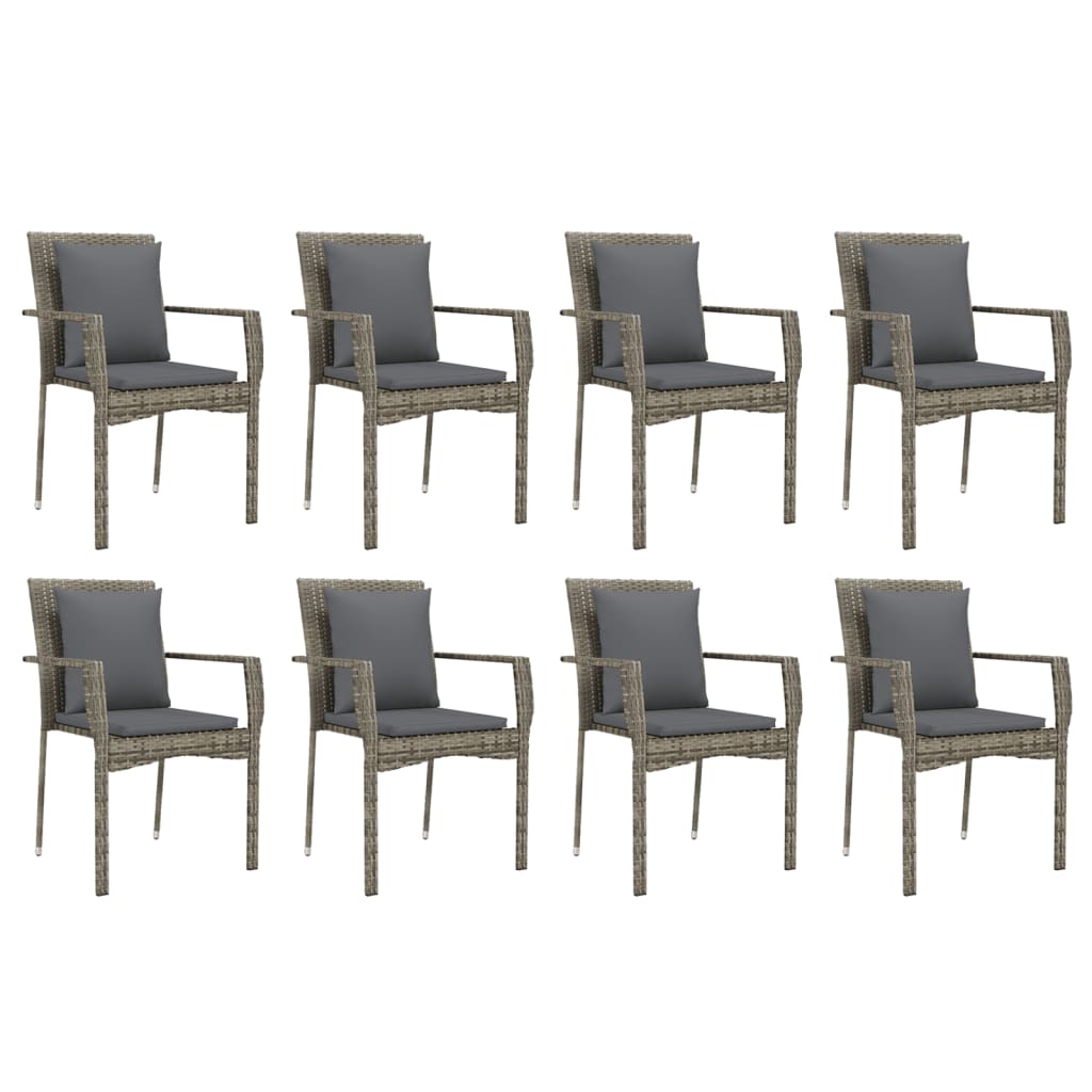 8720845818975_g_en_hd_2 vidaXL 9 Piece Garden Dining Set with Cushions Grey Poly Rattan - Image 4