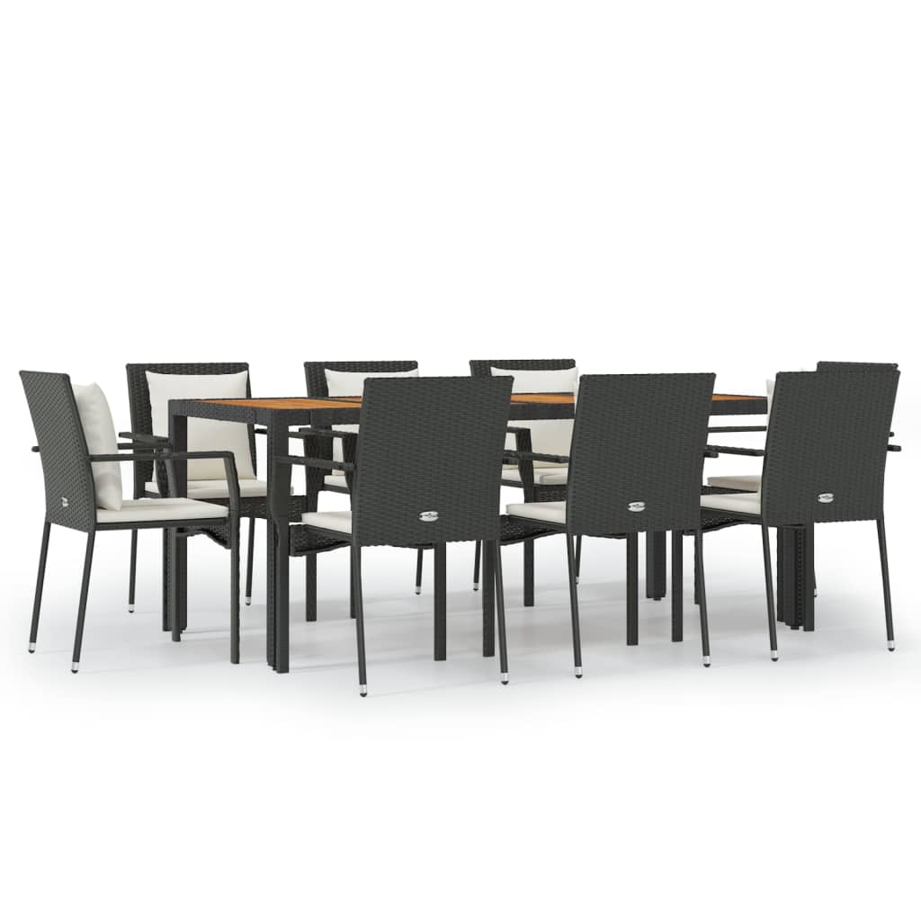 8720845819033_a_en_hd_1 vidaXL 9 Piece Garden Dining Set with Cushions Black Poly Rattan - Image 2