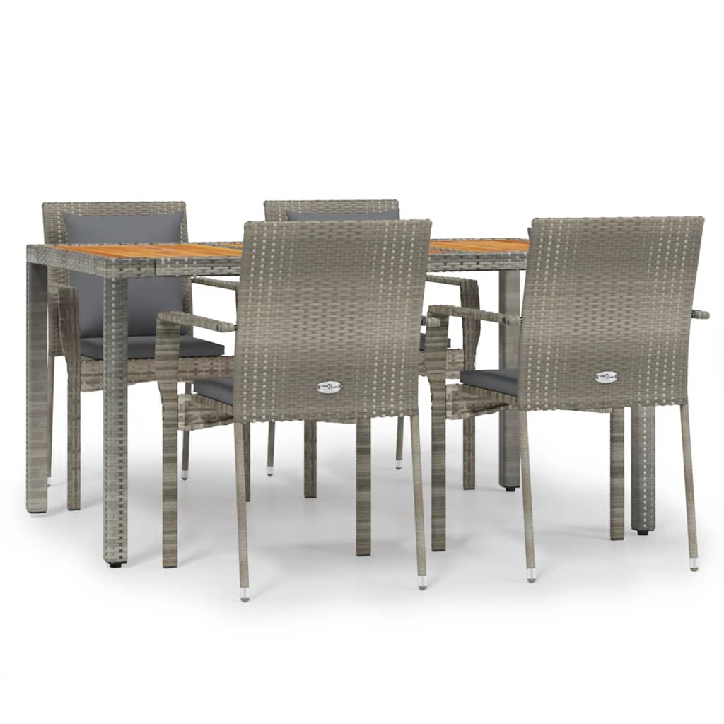 8720845819064_a_en_hd_1 vidaXL 5 Piece Garden Dining Set with Cushions Grey Poly Rattan - Image 2