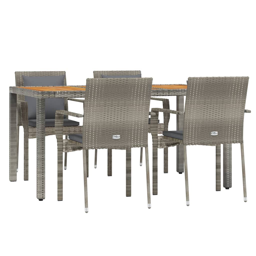 8720845819064_g_en_hd_1 vidaXL 5 Piece Garden Dining Set with Cushions Grey Poly Rattan - Image 3