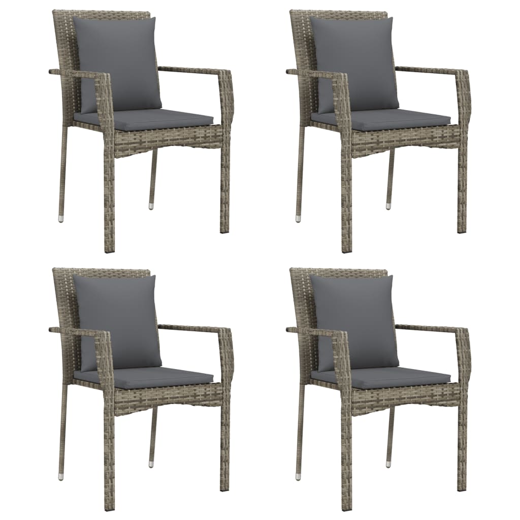 8720845819064_g_en_hd_2 vidaXL 5 Piece Garden Dining Set with Cushions Grey Poly Rattan - Image 4