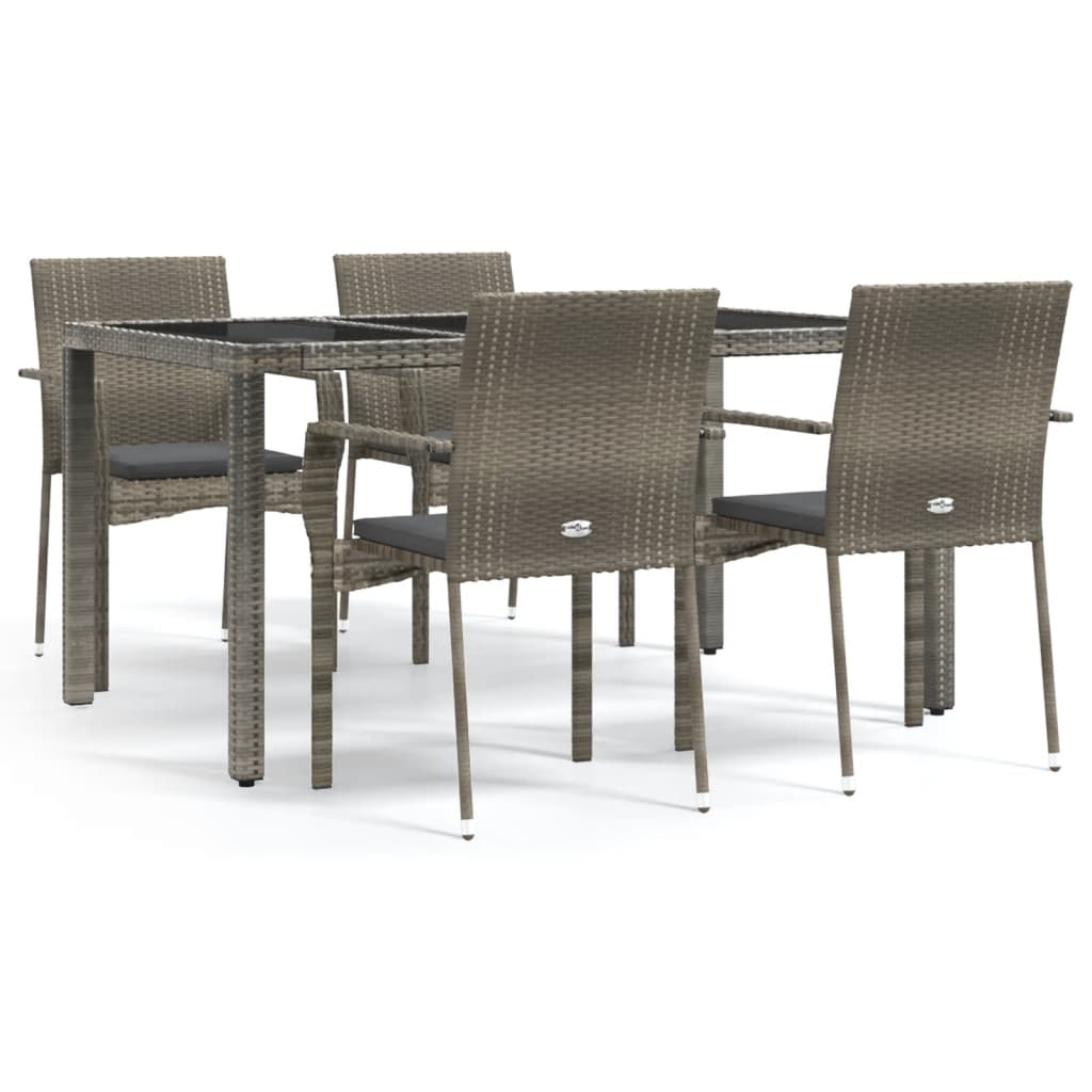 8720845819187_a_en_hd_1 vidaXL 5 Piece Garden Dining Set with Cushions Grey Poly Rattan - Image 2