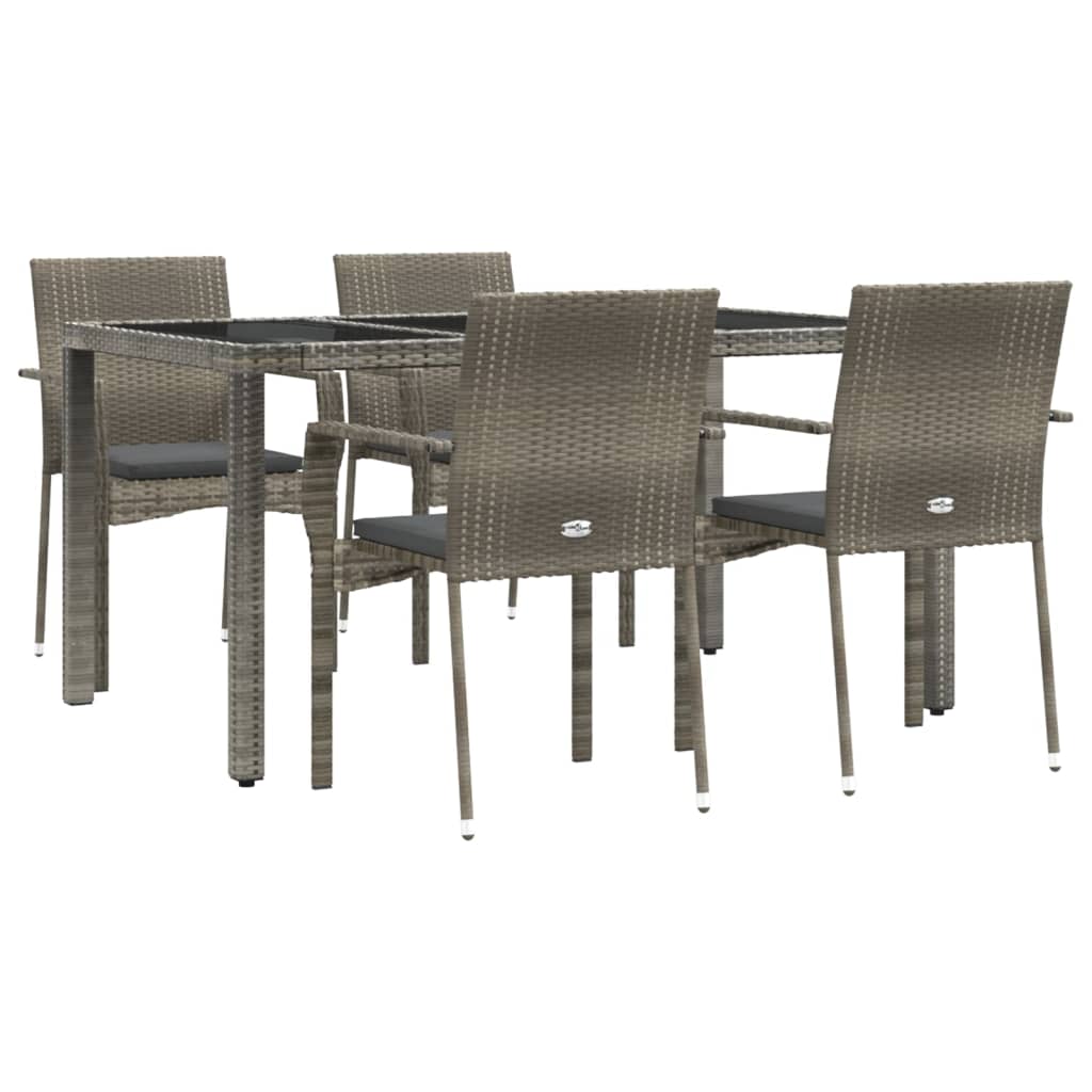 8720845819187_g_en_hd_1 vidaXL 5 Piece Garden Dining Set with Cushions Grey Poly Rattan - Image 3