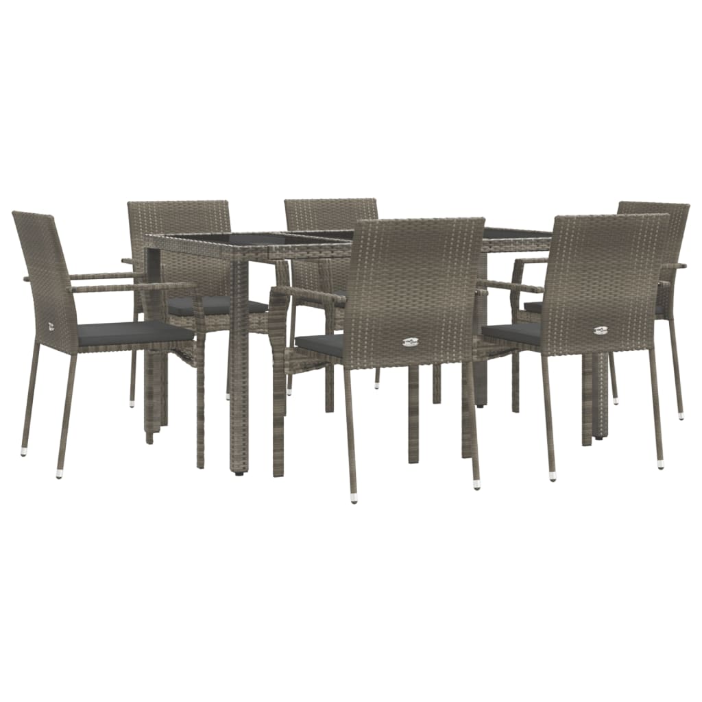 8720845819194_g_en_hd_1 vidaXL 7 Piece Garden Dining Set with Cushions Grey Poly Rattan - Image 3