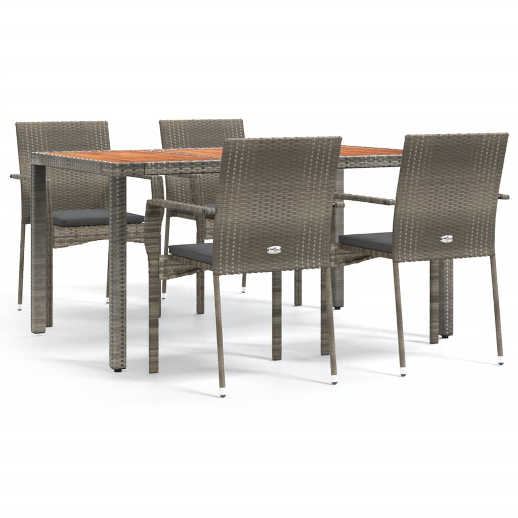 8720845819309_a_en_hd_1 vidaXL 5 Piece Garden Dining Set with Cushions Grey Poly Rattan - Image 2
