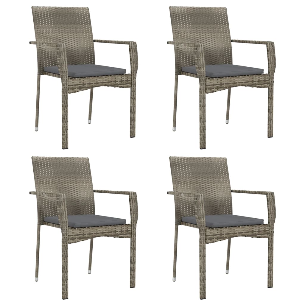8720845819309_g_en_hd_2 vidaXL 5 Piece Garden Dining Set with Cushions Grey Poly Rattan - Image 4