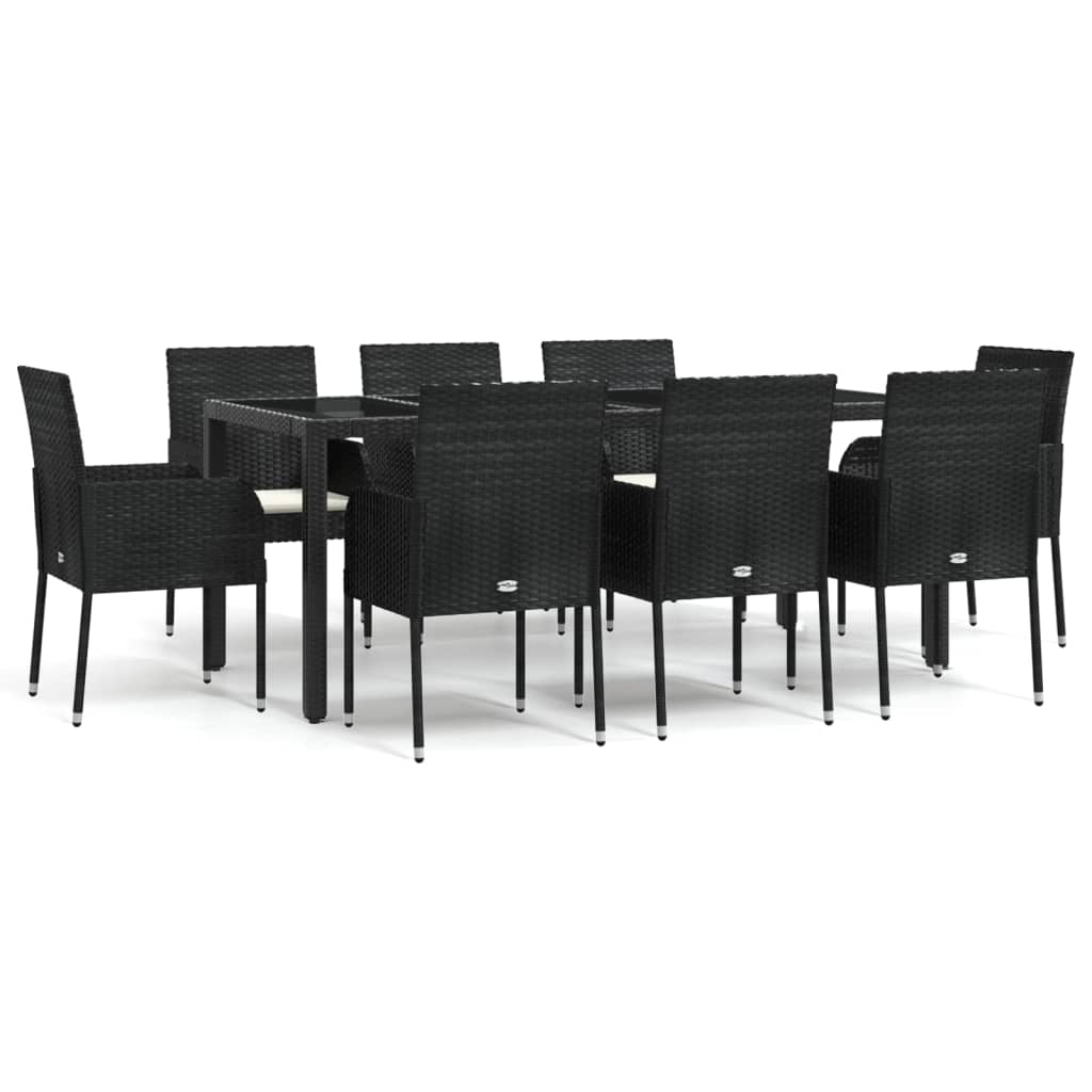 8720845819392_a_en_hd_1 vidaXL 9 Piece Garden Dining Set with Cushions Black Poly Rattan - Image 2
