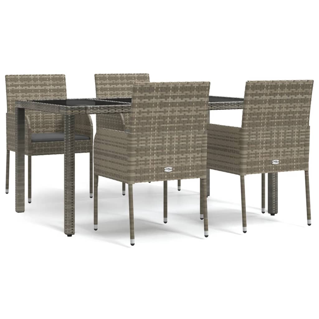 8720845819422_a_en_hd_1 vidaXL 5 Piece Garden Dining Set with Cushions Grey Poly Rattan - Image 2