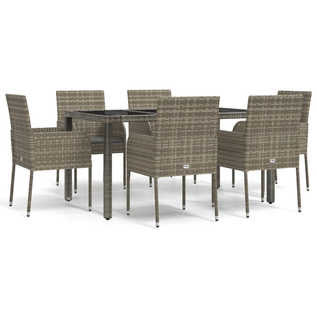 8720845819439_a_en_hd_1 vidaXL 7 Piece Garden Dining Set with Cushions Grey Poly Rattan - Image 2