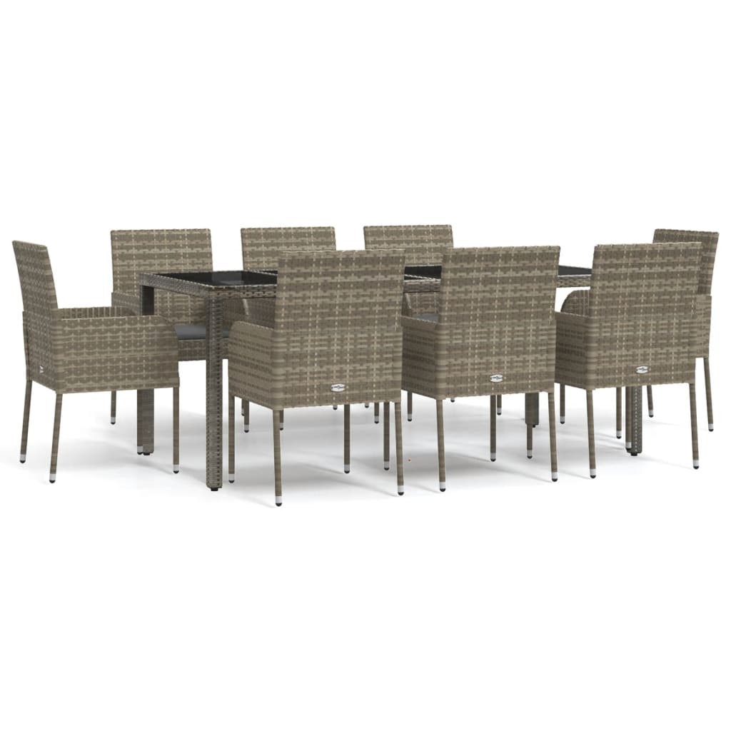 8720845819453_a_en_hd_1 vidaXL 9 Piece Garden Dining Set with Cushions Grey Poly Rattan - Image 2