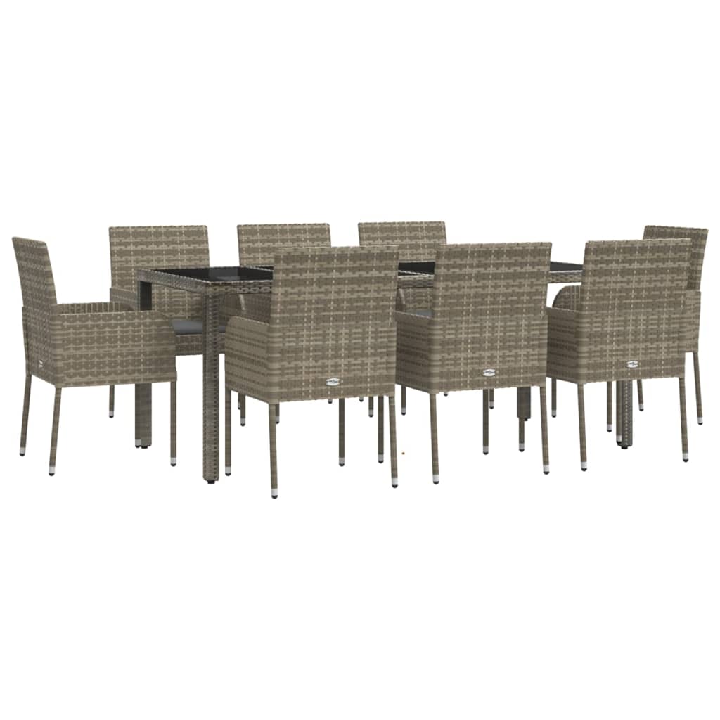 8720845819453_g_en_hd_1 vidaXL 9 Piece Garden Dining Set with Cushions Grey Poly Rattan - Image 3