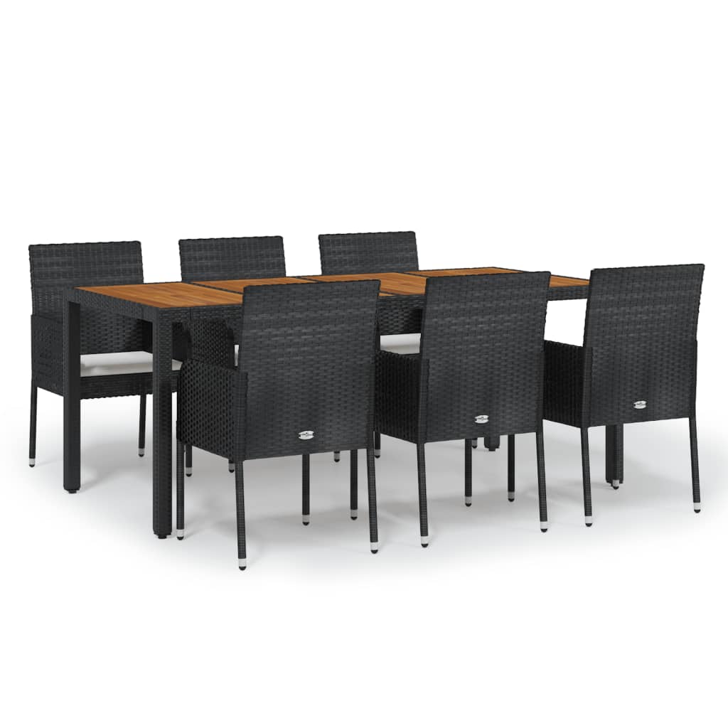 8720845819507_a_en_hd_1 vidaXL 7 Piece Garden Dining Set with Cushions Black Poly Rattan - Image 2