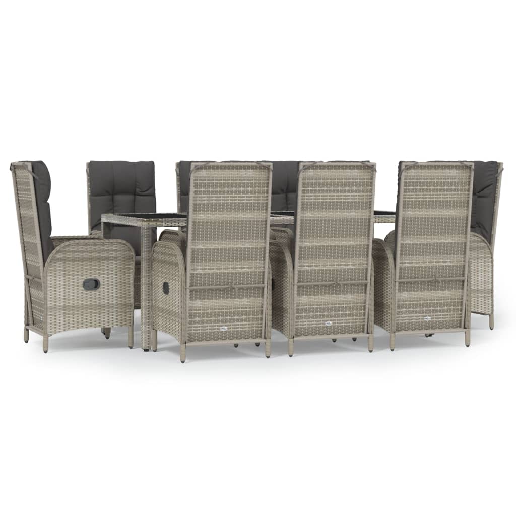 8720845819637_a_en_hd_1 vidaXL 9 Piece Garden Dining Set with Cushions Grey Poly Rattan - Image 2