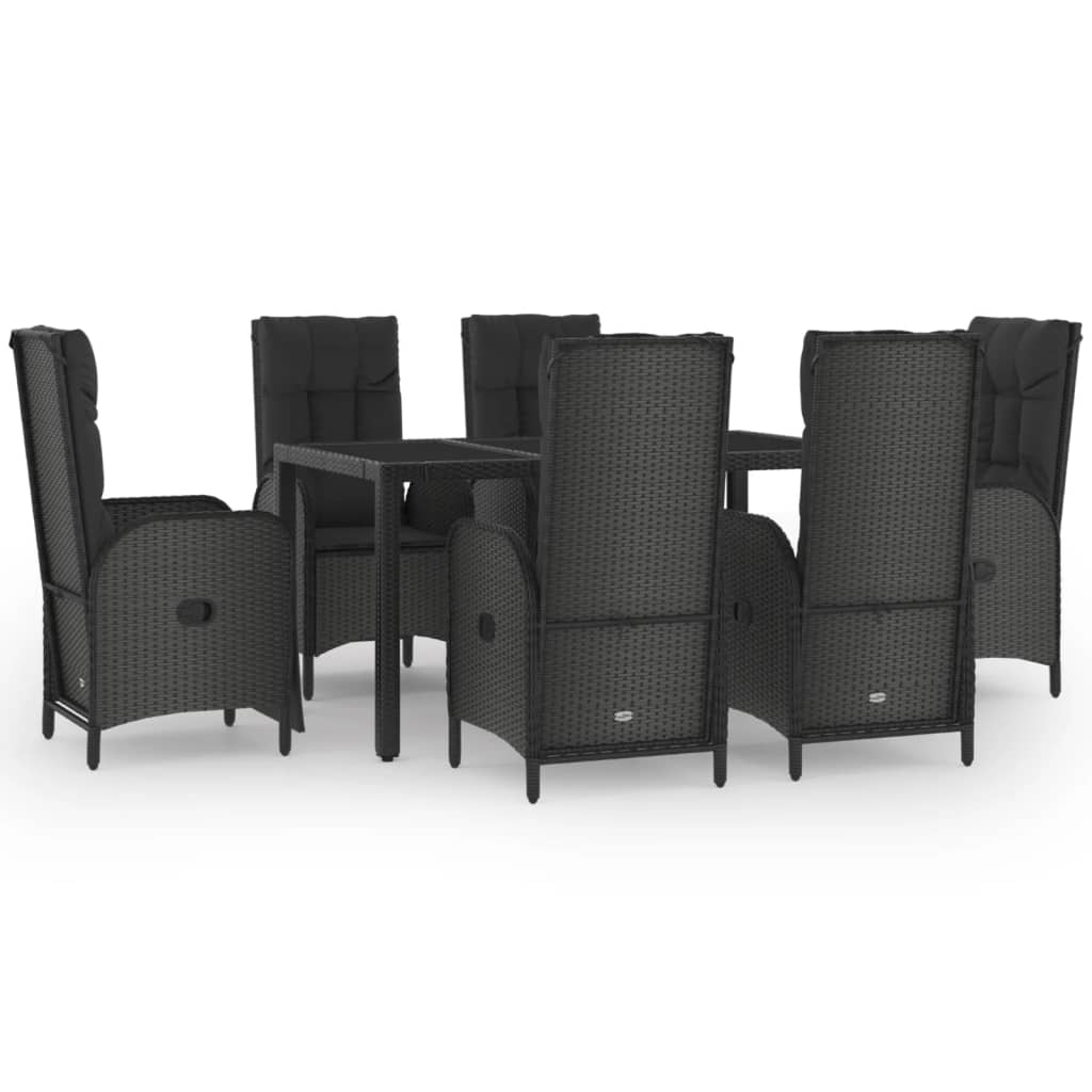8720845820015_a_en_hd_1 vidaXL 7 Piece Garden Dining Set with Cushions Black Poly Rattan - Image 2
